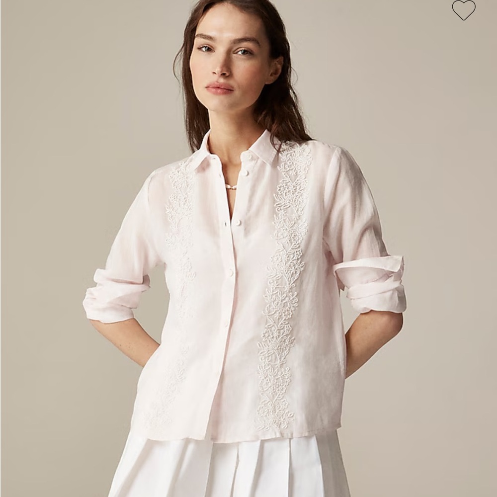 J. Crew Light Pink Button Down Shirt with beading